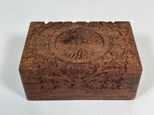 Handmade Tree of Life Carved Box India Made By Vrinda Red Velvet Interior