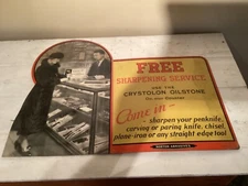 Early 1900s Norton Abrasive Free Sharpening Service Cardboard Store Display