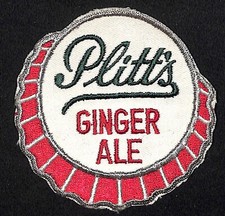 Plitts Ginger Ale Bottle Cap Embroidered Soda Patch c1960's-1970's VGC - Scarce