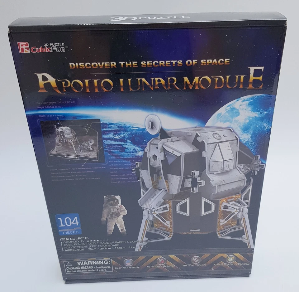 Apollo Lunar Module 3D Jigsaw Puzzle 104 Pieces Space Model CubicFun Ref: P651h - Image 3 of 4
