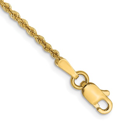 14 Karat Gelbgold 1,5 mm massives normales Seil Kette Armband