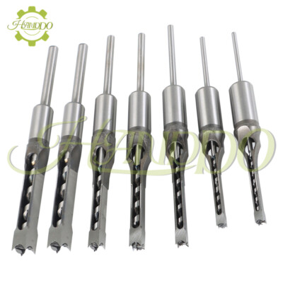7Pcs Square Hole Drill Woodworking Square Hole Tenon High Speed Steel Chisel Bit