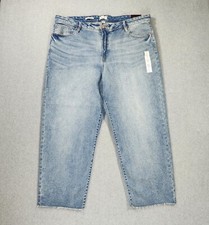 NWT AVA  VIV Slim Straight Jeans Women 24 Blue Raw Hem 44x27.5 Stretch HighRise