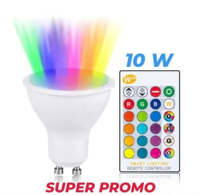 ROBERTAGOR DRIWEI LAMPADINA FARETTO GU10 LED 10W RGB MULTICOLORE PROGRAMMABILE TELECOMANDO PROMO