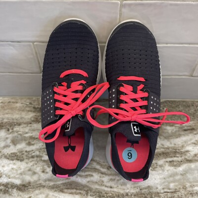 Under Armour Girl s Size 6Y Speedform Slingwrap Running Shoes Black And Pink