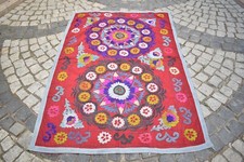 Uzbek Suzani Cover 49'' x 72'' Vintage Silk Embroidered Wall Hangings Suzani