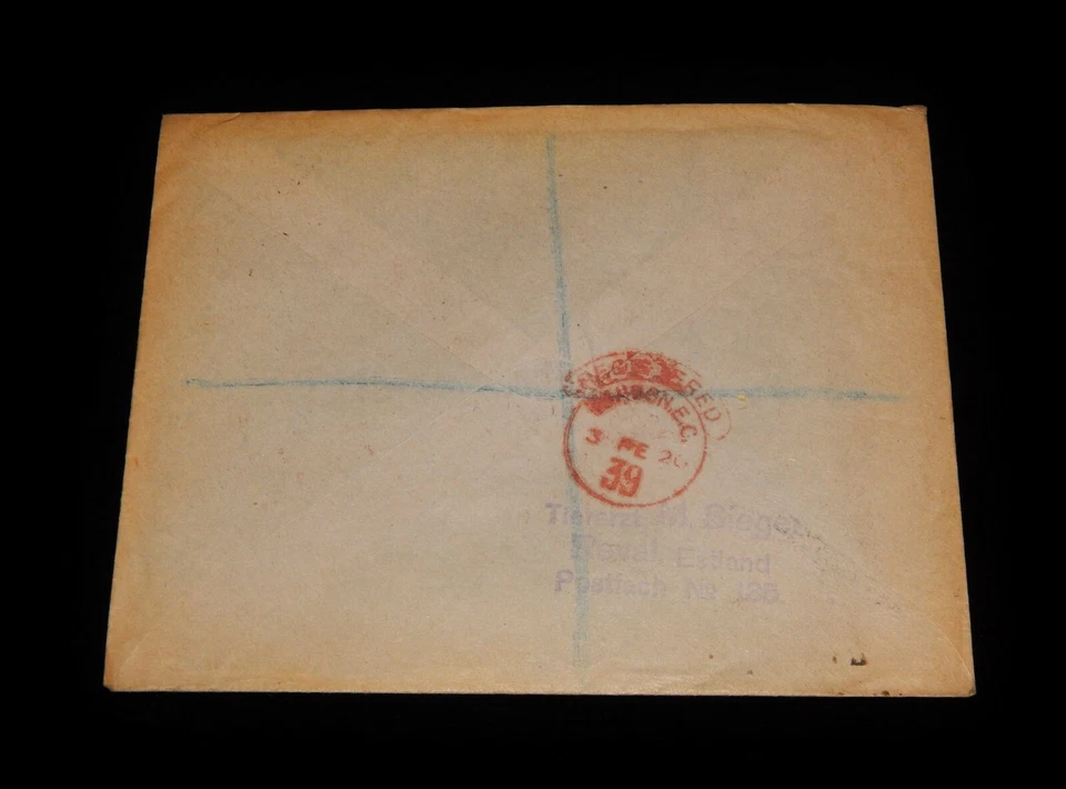 Capa Vintage, TALLINN, ESTÔNIA, 1939 Multi-Carimbo Registrada em Manchester, Reino Unido - Imagem 3 de 4