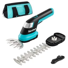 DURATECH Cordless Hedge Trimmer 7.2V 2-in-1  Handheld Grass Trimmer Hedge Shears