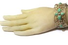 BJ Designer 925 Sterling Silver ornate turquoise gemstone bangle bracelet 54.5g — photo 6