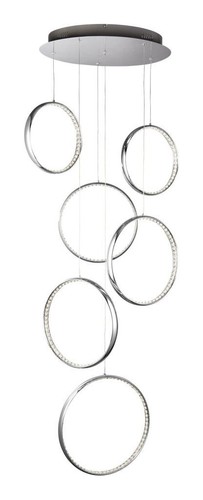 Searchlight 3166-6CC Rings LED 6 Ceiling Light Circular Chrome Acrylic