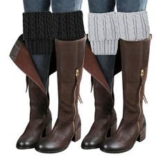 Womens Boot Socks Winter Warm Crochet Knitted Boot Cuffs Topper Socks Short L...