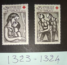 paire timbres france neufs** année 1961 n° 1323 1324 CROIX-ROUGE