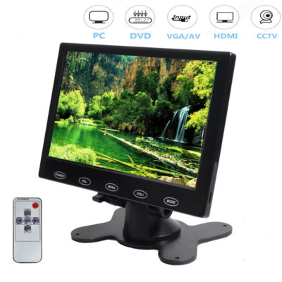 7'' Security Monitor HD LCD Screen Display RCA/AV/HDMI/VGA CCTV for Raspberry Pi