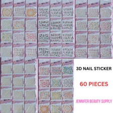 3D Nail Stickers White Flowers Adhesive Nail Art Decals Manicure Tip | JBS