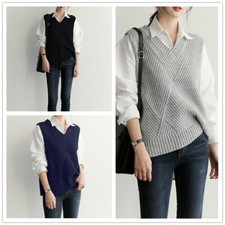 Gilet Senza Maniche In Maglia Retro A Righe Collo A V