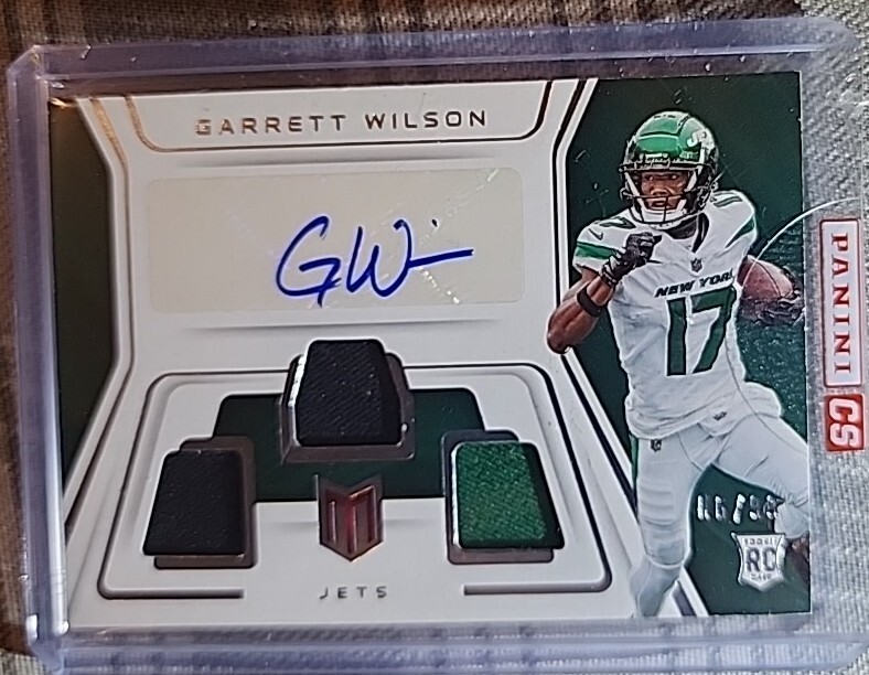 2022 Chronicles Momentum GARRETT WILSON RC Triple Jersey Auto /99 NEW YORK JETS