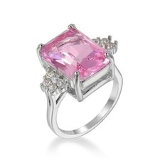 5ct Square Cut Pink Cz Ring Band 925 Silver Women's Wedding Ring Size 6 7 8 9 10