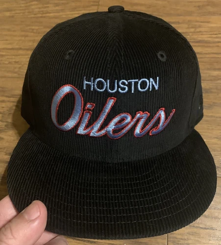 New Era Hat Club Exclusive Houston Oilers Black Corduroy 59Fifty Cap Size 7 3/8