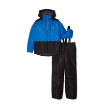 NWT Iceburg Boys 7-8 Medium Jacket  Snow Bib Snowsuit Set Black  Blue 2-Piece