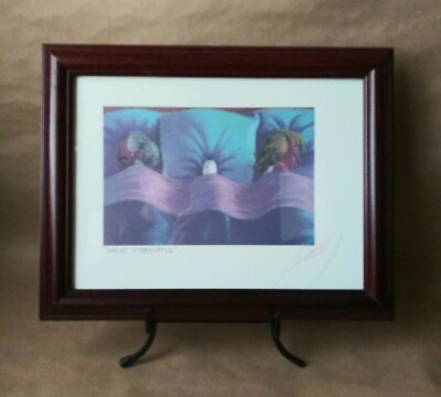Jeff Leedy Signed Print Framed Dogus Interruptus Dog In Marital Bed 11''x14''