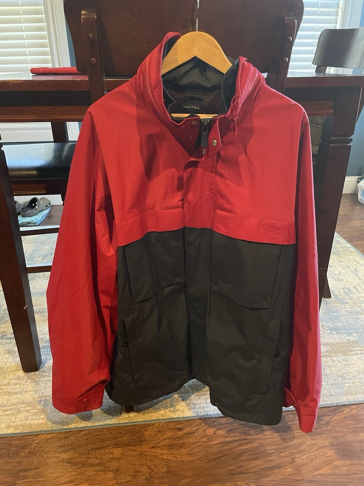 Newtica Rain Coat Zip up button up size XXL with hoodie