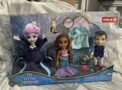 Disney s The Little Mermaid Ariel, Ursula & Eric 6'' Petite Doll Gift Set New