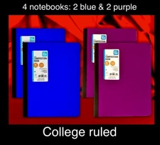 4pk pen+gear composition book Durable POLY Cover, COLLEGE RULED,2 Blue/2 Purple