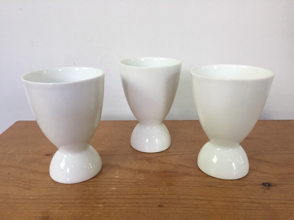 Image 2 - Set of 3 Vintage T&V Limoges France White Porcelain Poached Egg Holder Cups