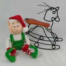 Wire Rocking Horse With Wood Seat And Plush Poseable Elf Doll