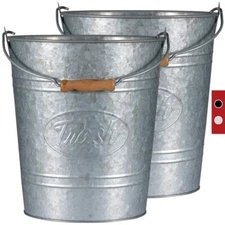 Pack 2 Rustic Farmhouse Bathroom Trash Can Modern Country Style Galvanized Farm 