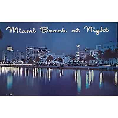 Miami Beach Skyline at Night Miami Florida Postcard 