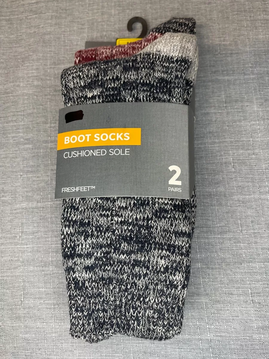 MARKS SPENCER Mens 2 Pack Red Grey Cushioned Boot Socks Size