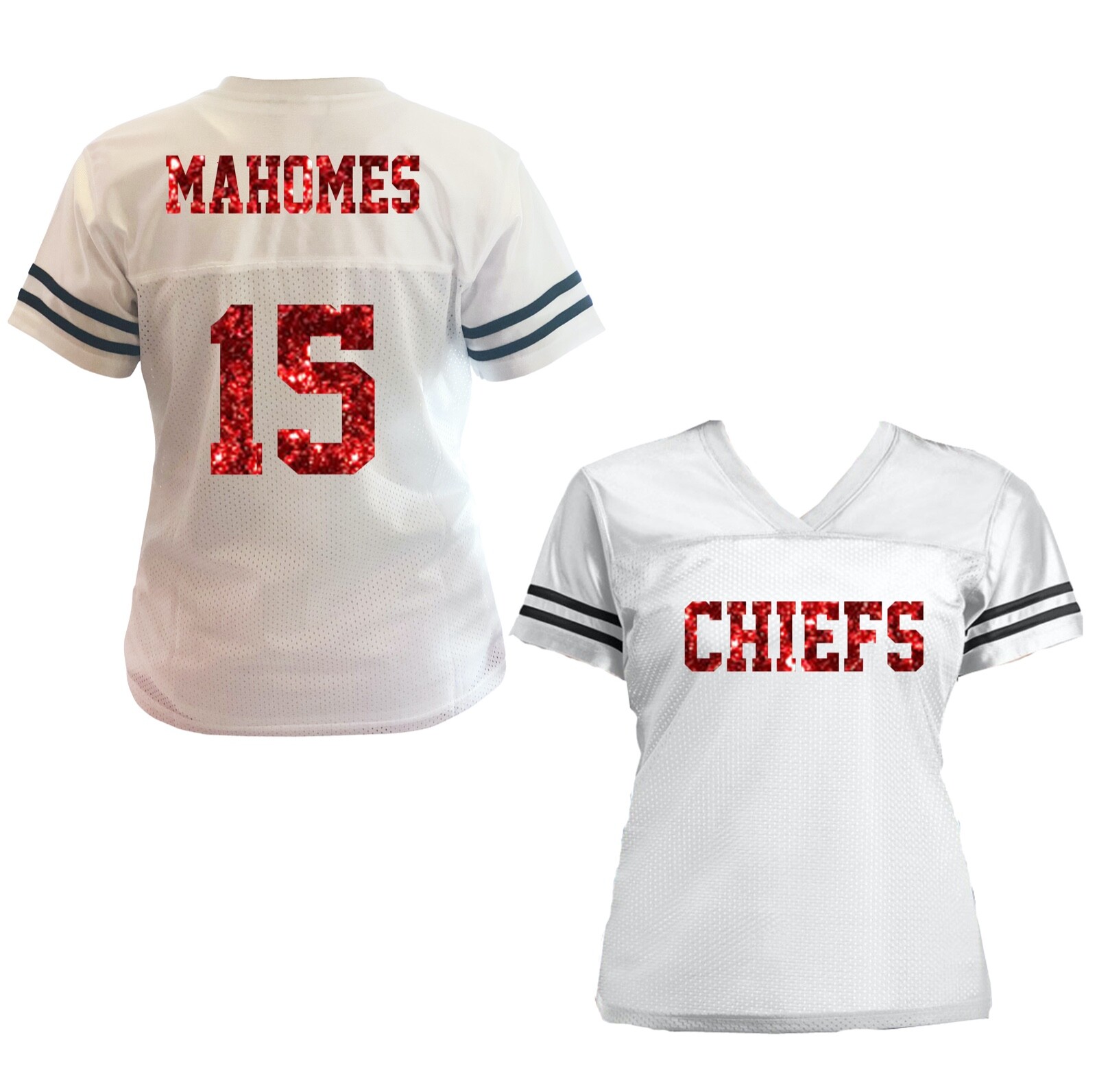 Mahomes Kansas City Chiefs Women's Jersey, Glitter Tee Shirt Super Bowl