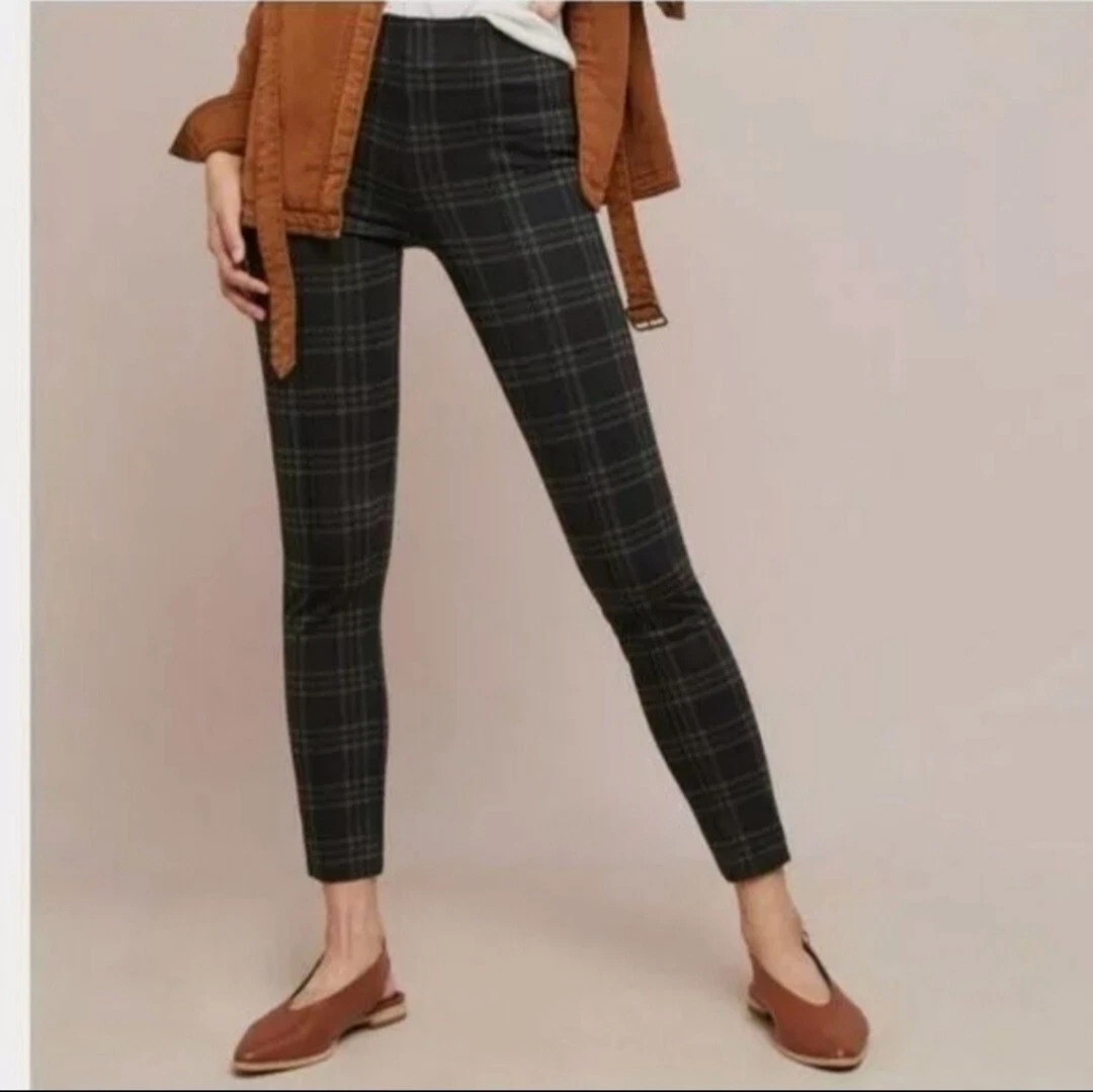 Sanctuary x Anthropologie XS Black Brown Plaid Pull On Stretch