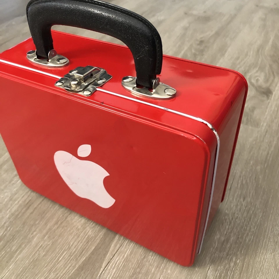 Vintage Apple Computer Lunchbox Red Tin Employee Promotional Giveaway 90s Rare - Image 3 of 4