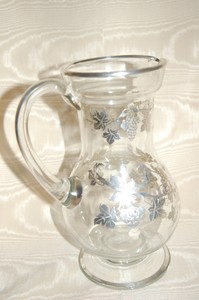 Antique Vintage Silver Overlay Glass Wine Decanter Pitcher ...