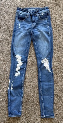 American Eagle Jeans Womens 00 Jegging Next Level Stretch Distressed Ripped 