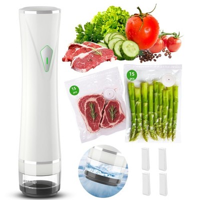 Vacuum Sealer Set (Vacuum Machine + 30 Reusable Vacuum Bags) Handheld Vacuum ...