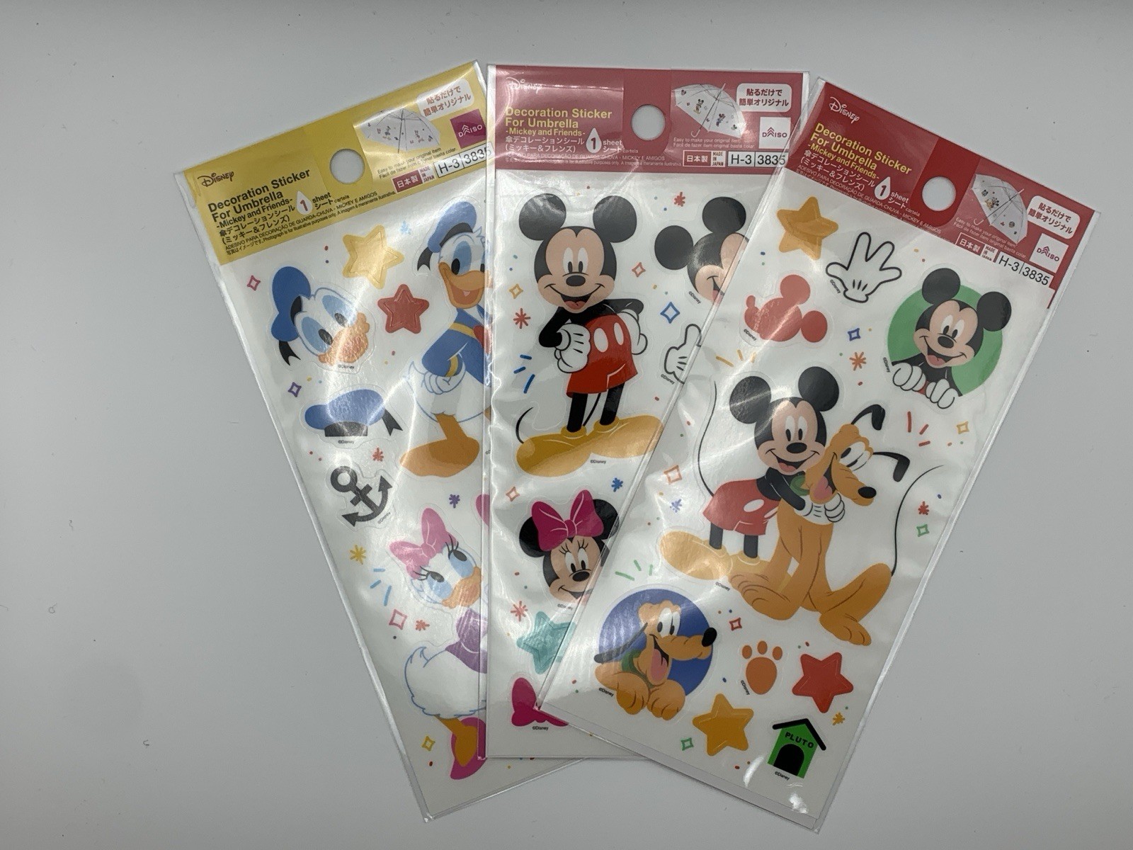 Daiso Japan Disney Mickey ＆ Friends Decouration Sticker Japan Exclusive Set of 3