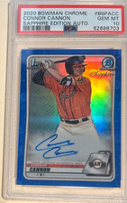 CONNOR CANNON 1ST 2020 BOWMAN CHROME SAPPHIRE PROSPECTS AUTOGRAPH PSA 10 AUTO