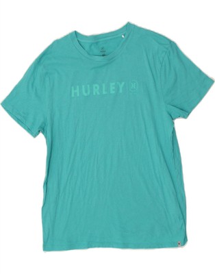 Hurley Damen Grafik T-Shirt Oberteil UK 14 Medium Türkis Baumwolle CB65
