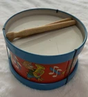 Vtg 1950s Ohio Art Tin Litho Kids Toy Drum Circus Musical Lion Tiger Monkey 50s