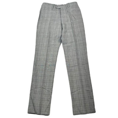 slim fit dress slacks HolloMen Gray Plaid Slim-Fit Men's Dress Pants main image 1