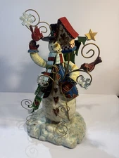 2002 Grandeur Noel Snowman Tin Christmas Stocking Holder Collectors Edition