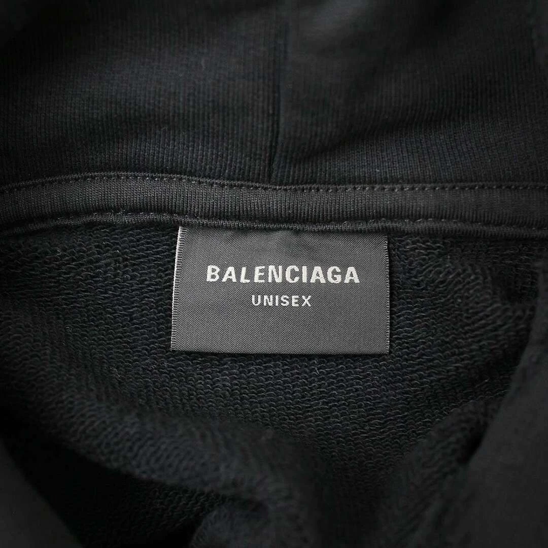 Felpa pullover BALENCIAGA 24SS rotonda con cappuccio stampa logo invecchiato usata MESC 0