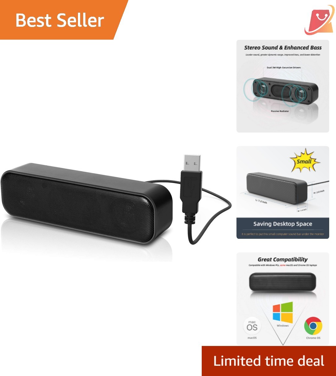 Enhanced Bass Portable Mini Sound Bar For Pcs