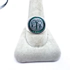 Vintage Taxco Mexico Sterling Silver & Turquoise inlay Adam & Eve Ring Sz 9 1/2