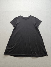 Uniqlo Women Dress L Black Short Sleeve Crew Neck Casual Flowy Cotton Blend