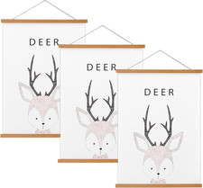 3  Pack Teak Wood Magnetic Poster Hanger Frame   Strong Magnets, Easy Swap Displa