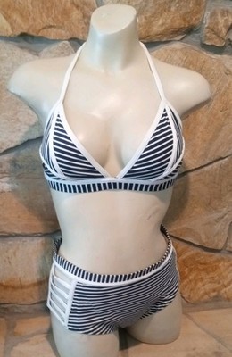 Tommy Hilfiger Womens Bikini Bathing Suit SZ  S/M Swimsuit Blue & White Striped 